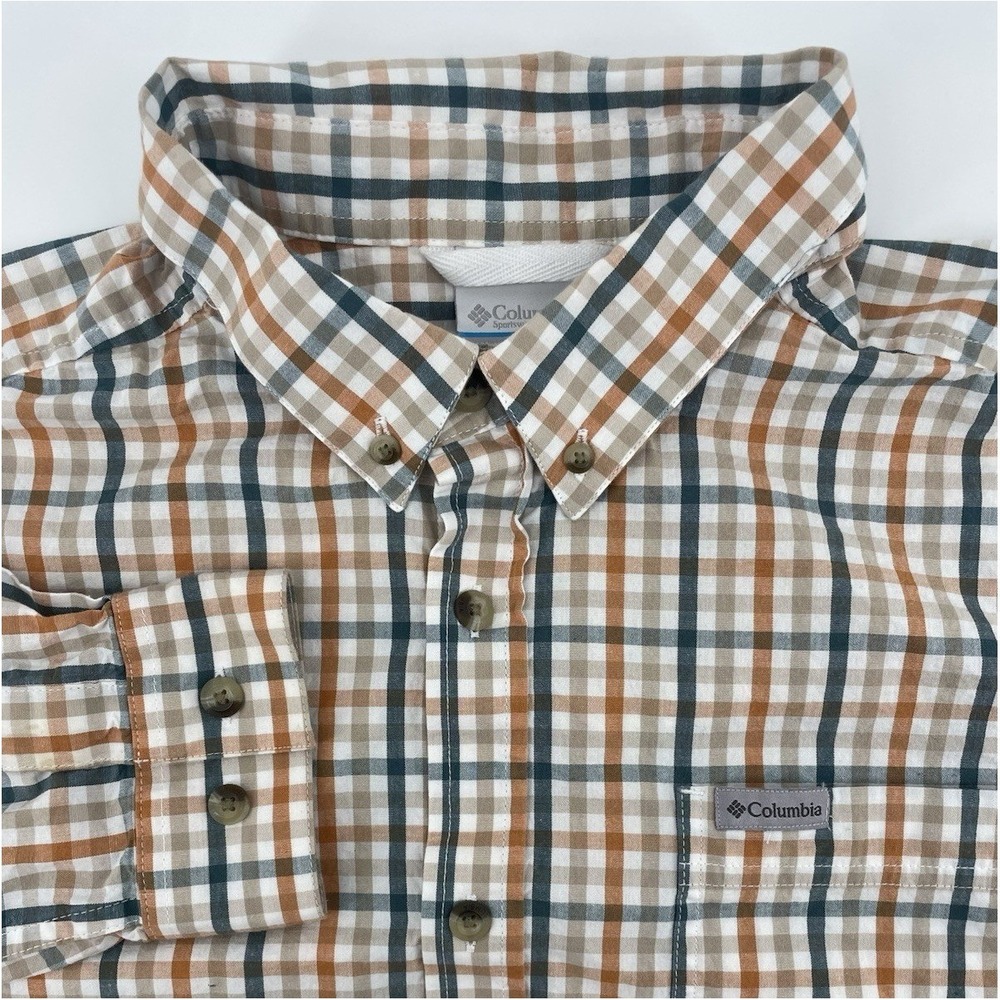 Columbia Button Down Shirt Mens Lg Multicolor Plaid L/S Preppy Fall Classic